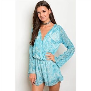 🇺🇸sale🇺🇸Teal paisley boho ruffle romper